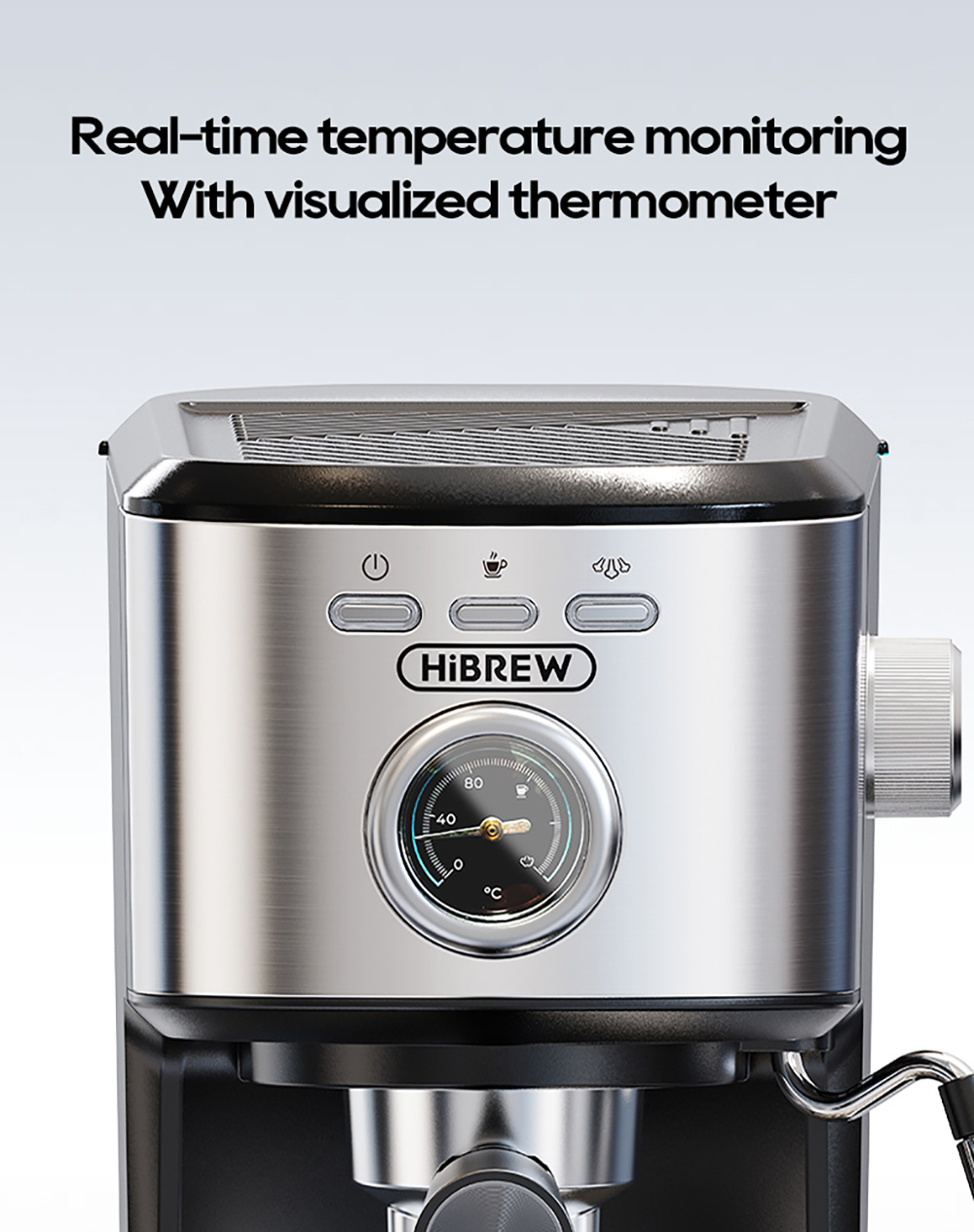 HIBREW H5A Félautomata kávégép, 1,2 literes víztartállyal, 15 bar nyomással és intelligens főzéssel