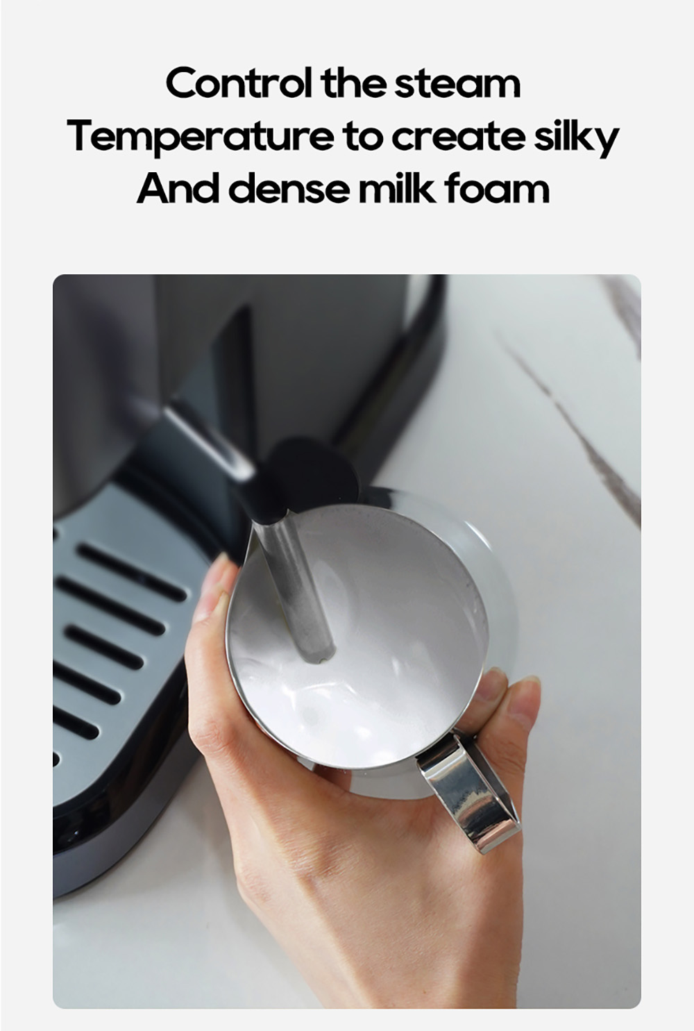 HIBREW H5A Félautomata kávégép, 1,2 literes víztartállyal, 15 bar nyomással és intelligens főzéssel