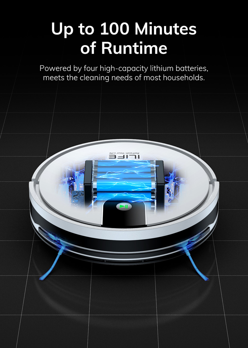 Refurbished ILIFE G9 Pro Robot Vacuum Cleaner, with Self-Emptying Station, Gyroscope Navigation, 3000Pa Suction, 100min Runtime, 2.5L Dust Bag, Plan/Edge/Spot/Max Mode, Support Alexa/Google Home, with Remote Control, White - EU Plug