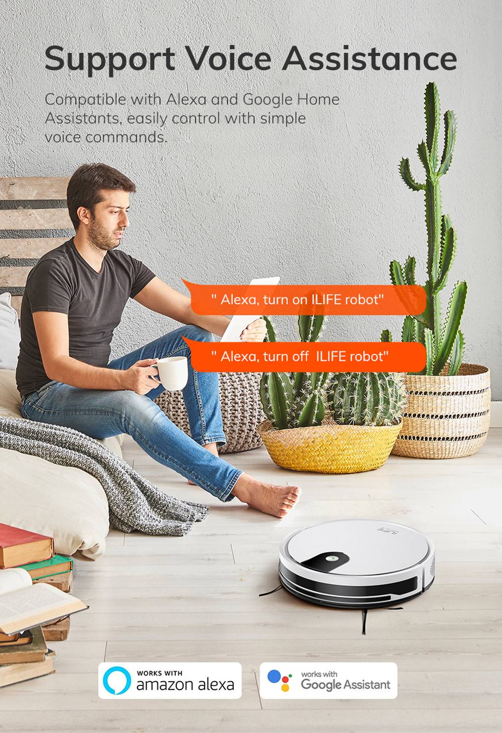 Refurbished ILIFE G9 Pro Robot Vacuum Cleaner, with Self-Emptying Station, Gyroscope Navigation, 3000Pa Suction, 100min Runtime, 2.5L Dust Bag, Plan/Edge/Spot/Max Mode, Support Alexa/Google Home, with Remote Control, White - EU Plug