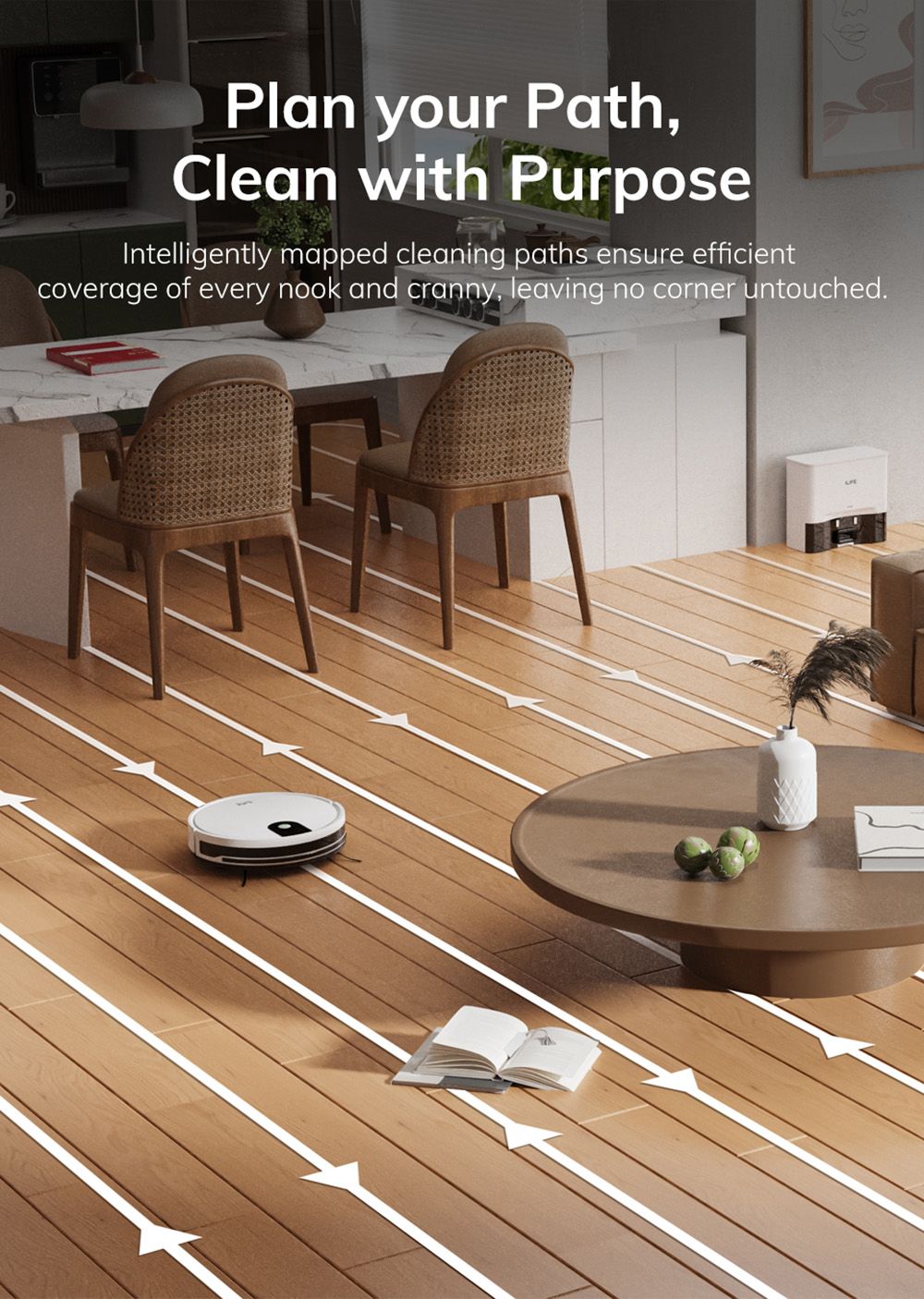 Refurbished ILIFE G9 Pro Robot Vacuum Cleaner, with Self-Emptying Station, Gyroscope Navigation, 3000Pa Suction, 100min Runtime, 2.5L Dust Bag, Plan/Edge/Spot/Max Mode, Support Alexa/Google Home, with Remote Control, White - EU Plug