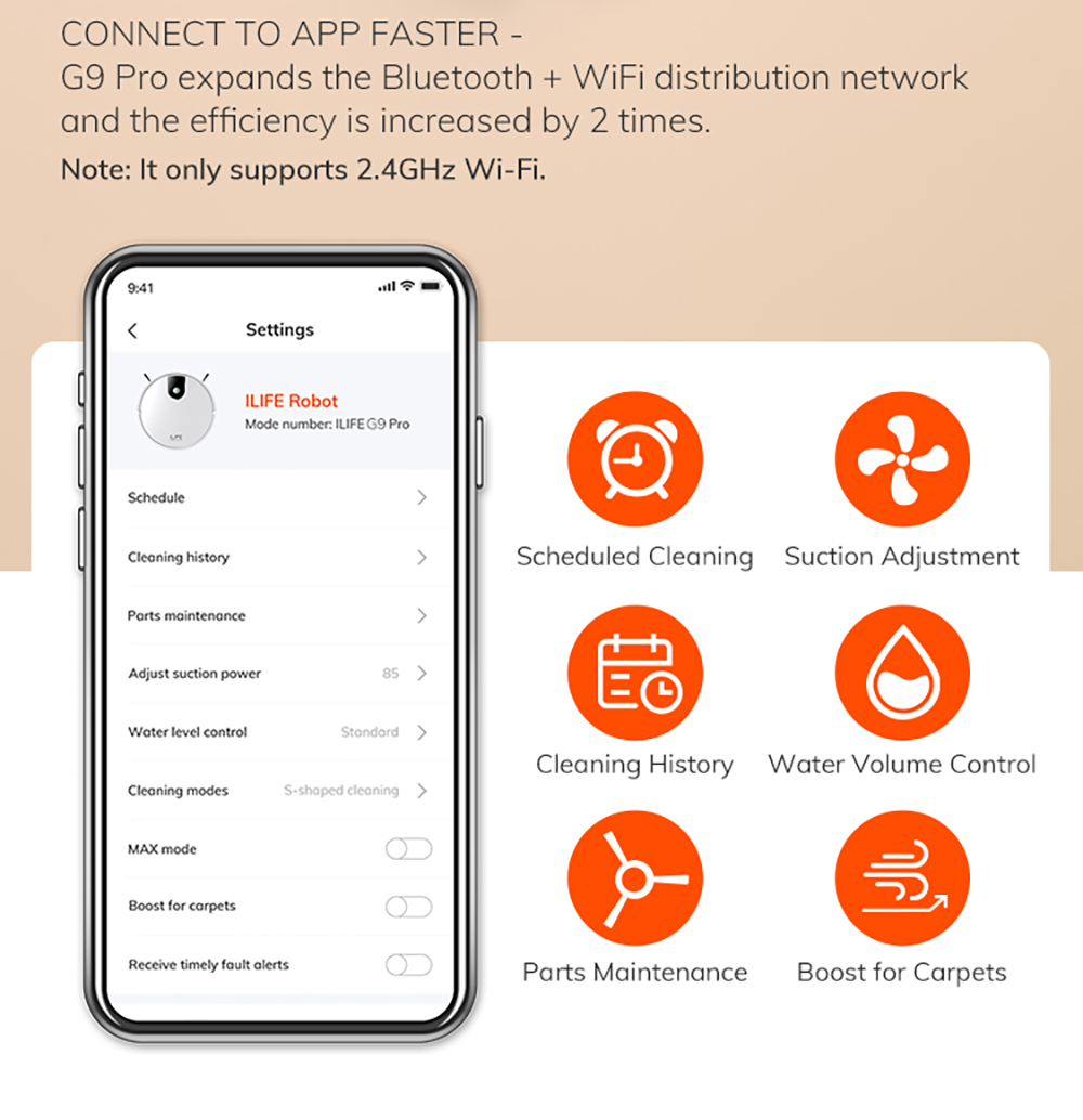 Refurbished ILIFE G9 Pro Robot Vacuum Cleaner, with Self-Emptying Station, Gyroscope Navigation, 3000Pa Suction, 100min Runtime, 2.5L Dust Bag, Plan/Edge/Spot/Max Mode, Support Alexa/Google Home, with Remote Control, White - EU Plug