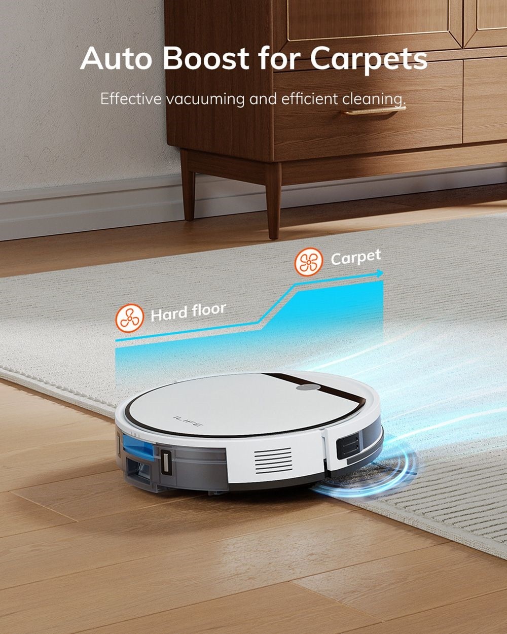 Refurbished ILIFE V3X Robot Vacuum Cleaner, 2 in 1 Vacuum and Mopping, 3000Pa Suction, 300ml Dustbin, Up to 120min Runtime