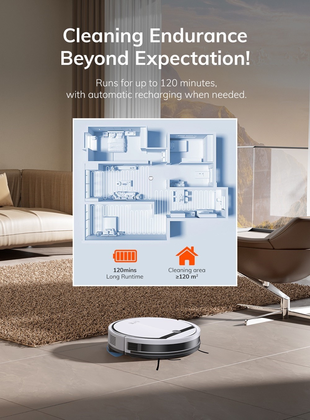 Refurbished ILIFE V3X Robot Vacuum Cleaner, 2 in 1 Vacuum and Mopping, 3000Pa Suction, 300ml Dustbin, Up to 120min Runtime