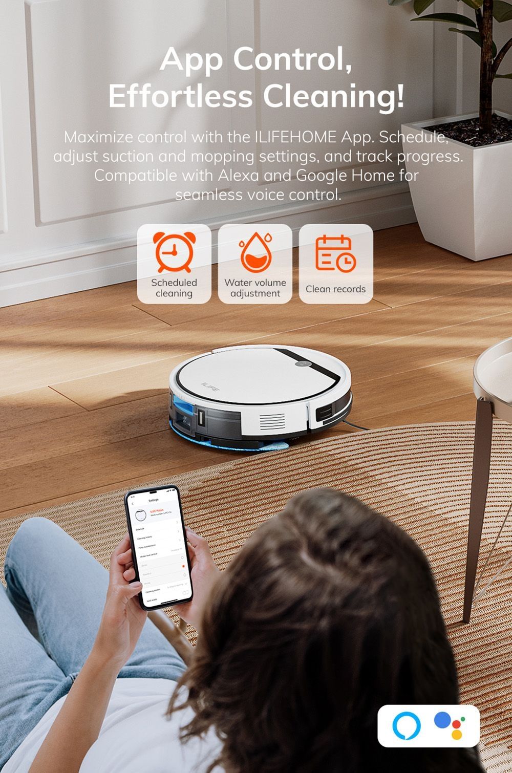Refurbished ILIFE V3X Robot Vacuum Cleaner, 2 in 1 Vacuum and Mopping, 3000Pa Suction, 300ml Dustbin, Up to 120min Runtime