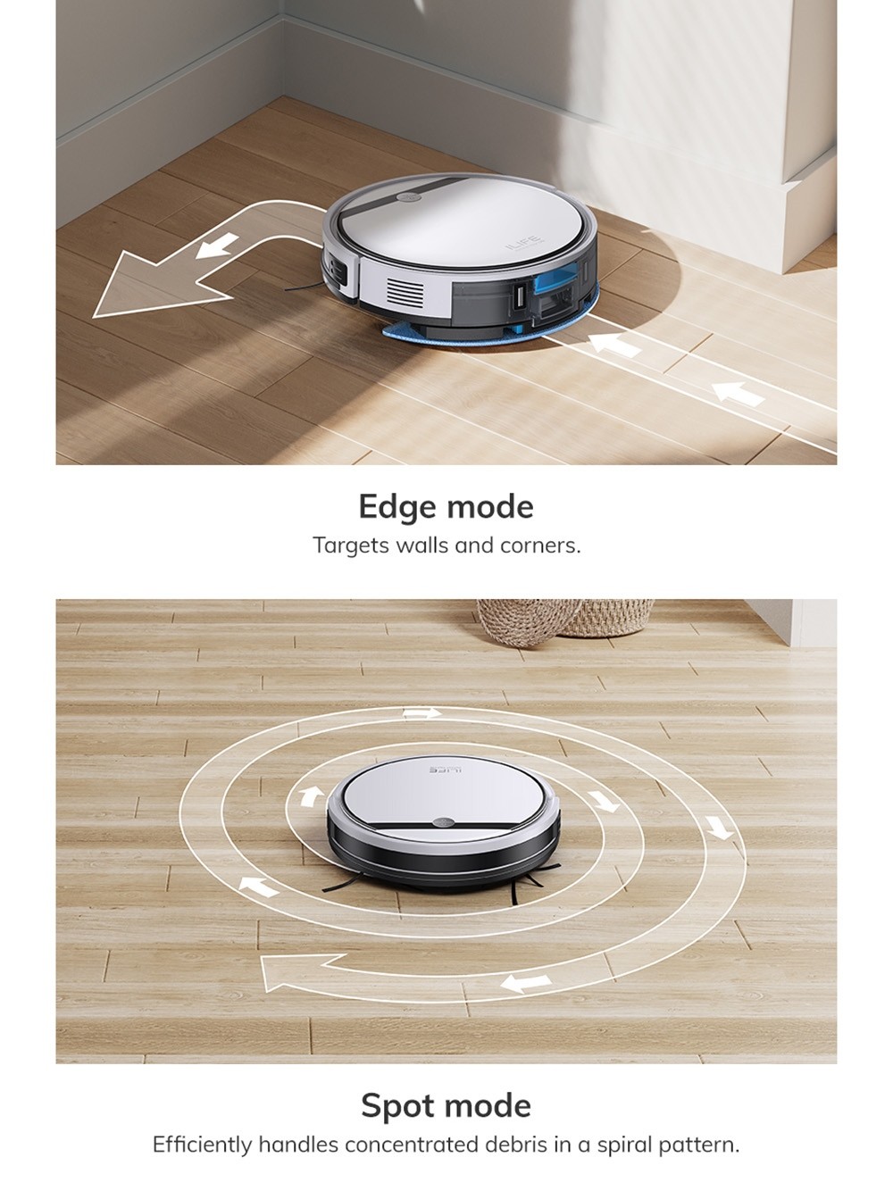 Refurbished ILIFE V3X Robot Vacuum Cleaner, 2 in 1 Vacuum and Mopping, 3000Pa Suction, 300ml Dustbin, Up to 120min Runtime
