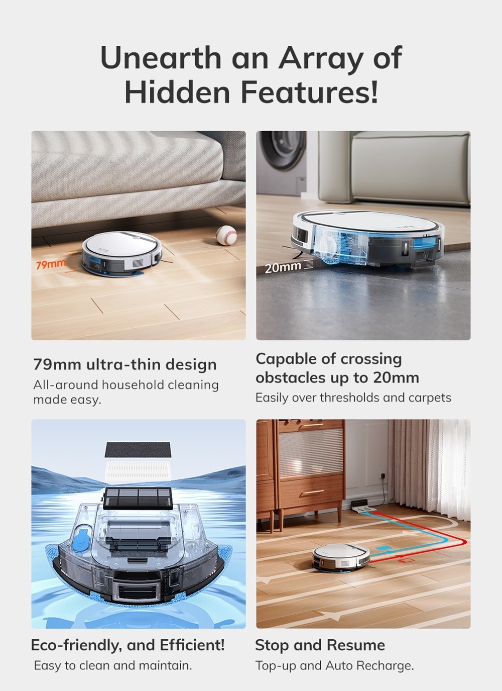Refurbished ILIFE V3X Robot Vacuum Cleaner, 2 in 1 Vacuum and Mopping, 3000Pa Suction, 300ml Dustbin, Up to 120min Runtime
