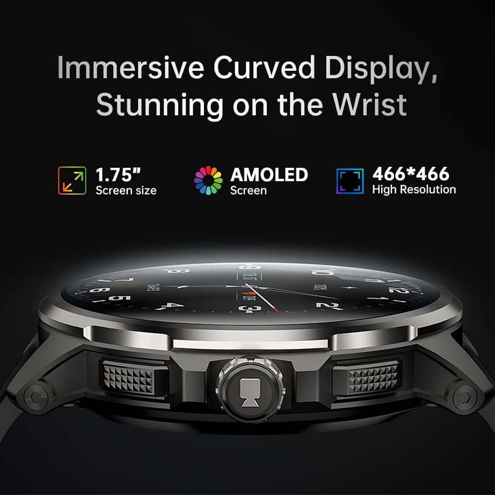 KUMI WATCH X3 Pro Smartwatch, 1.75 inch AMOLED Screen, 4G Calling, 4GB RAM 32GB Storage, 2MP Camera, GPS Positioning, Health Monitoring, Multiple Sports Modes - Grey