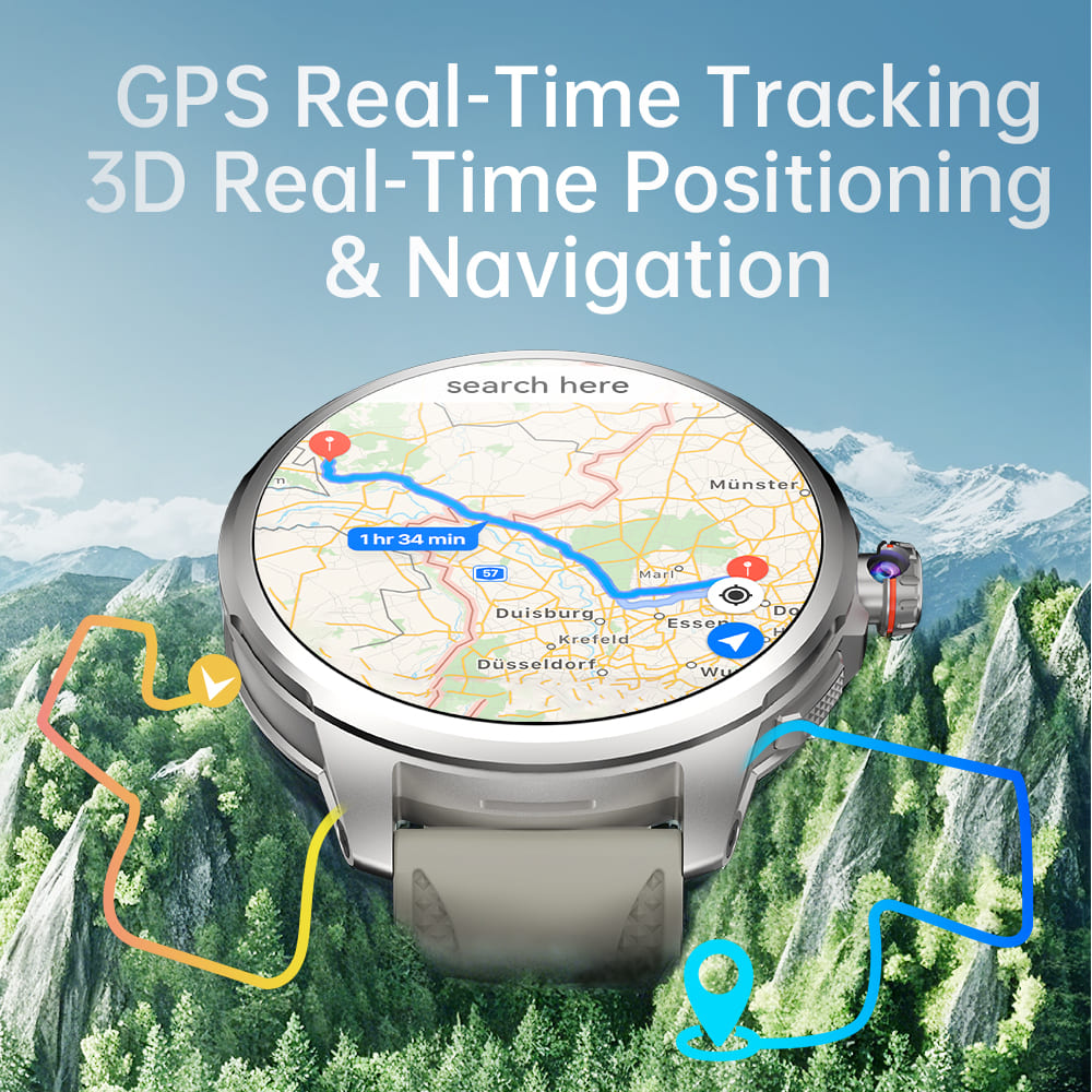 KUMI WATCH X3 Pro Smartwatch, 1.75 inch AMOLED Screen, 4G Calling, 4GB RAM 32GB Storage, 2MP Camera, GPS Positioning, Health Monitoring, Multiple Sports Modes - Grey