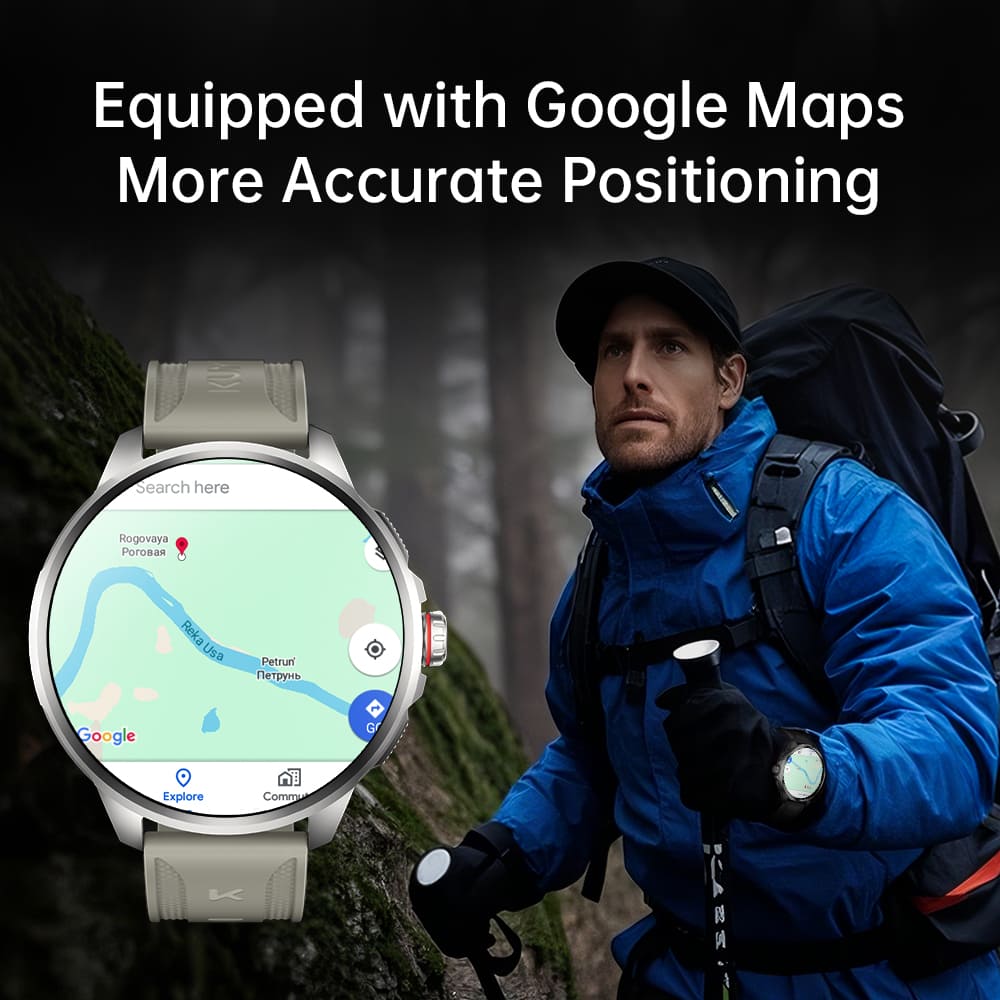 KUMI WATCH X3 Pro Smartwatch, 1.75 inch AMOLED Screen, 4G Calling, 4GB RAM 32GB Storage, 2MP Camera, GPS Positioning, Health Monitoring, Multiple Sports Modes - Silver