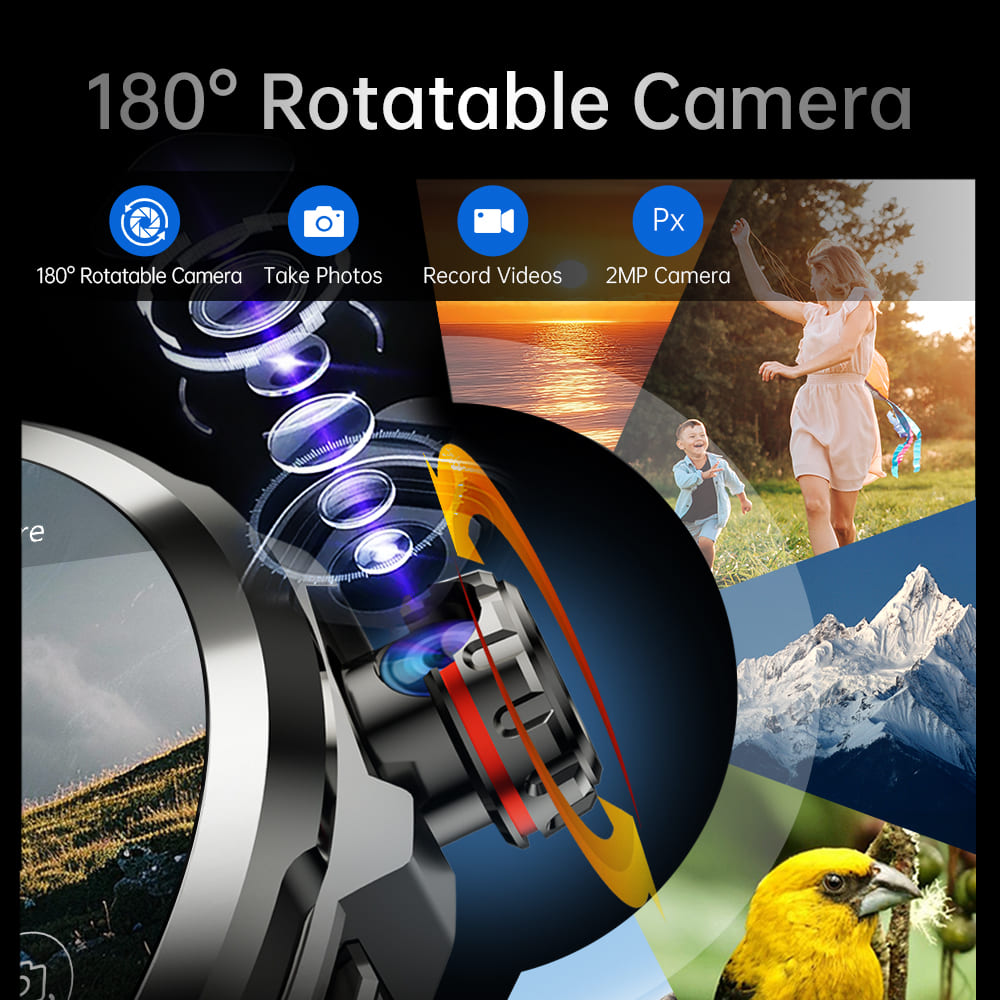 KUMI WATCH X3 Pro Smartwatch, 1.75 inch AMOLED Screen, 4G Calling, 4GB RAM 32GB Storage, 2MP Camera, GPS Positioning, Health Monitoring, Multiple Sports Modes - Silver