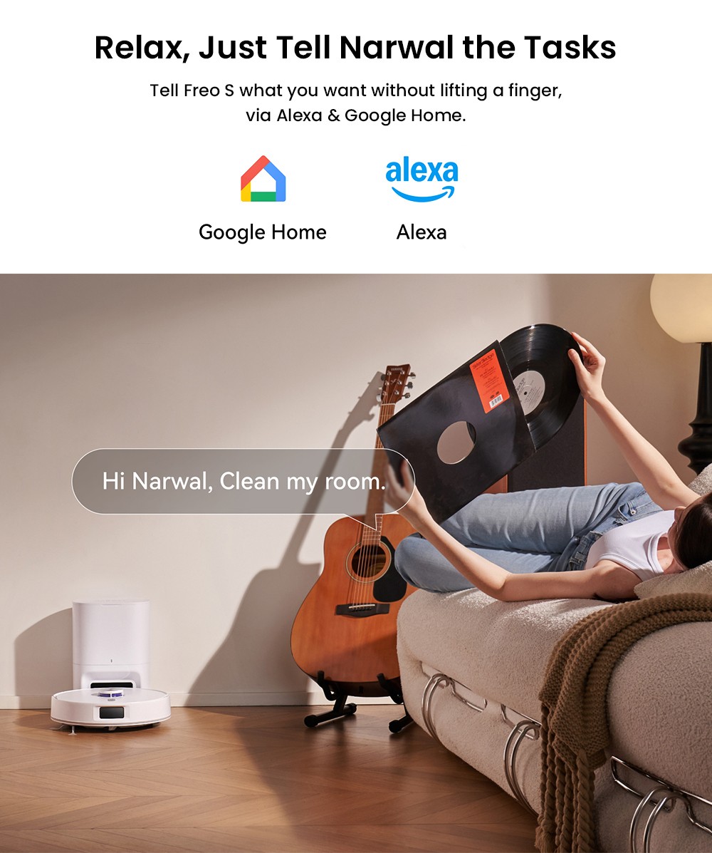 Narwal Narwal Freo S Robot Vacuum and Mop, Auto Dust Collection, 8000Pa Suction, Smart Navigation & Voice Control
