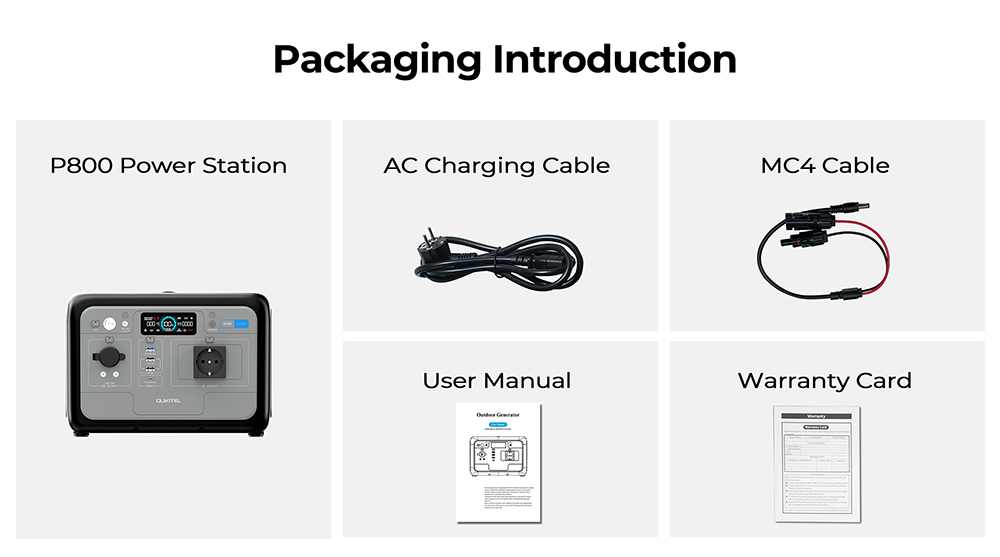 OUKITEL P800E Centrale électrique portable, batterie de secours 512 Wh 800 W avec charge rapide CA+CC, générateur solaire pour camping en plein air en cas d'urgence