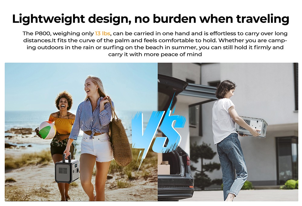 OUKITEL P800E Centrale électrique portable, batterie de secours 512 Wh 800 W avec charge rapide CA+CC, générateur solaire pour camping en plein air en cas d'urgence