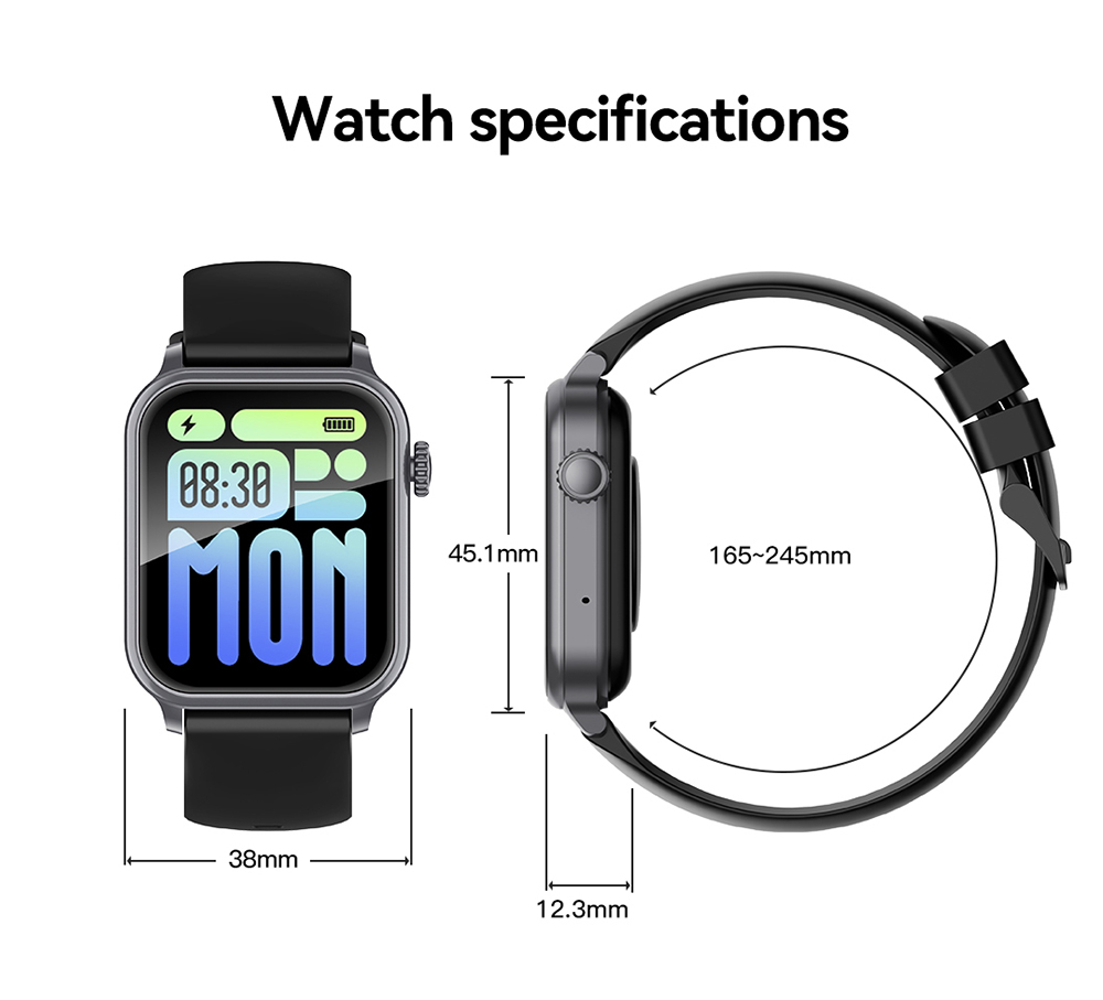 SENBONO JX633 Smartwatch, 1.83 inch Screen, IP68 Waterproof, 600mAh Battery, 100+ Sports Modes, Bluetooth Calling, Sleep Monitoring - Golden