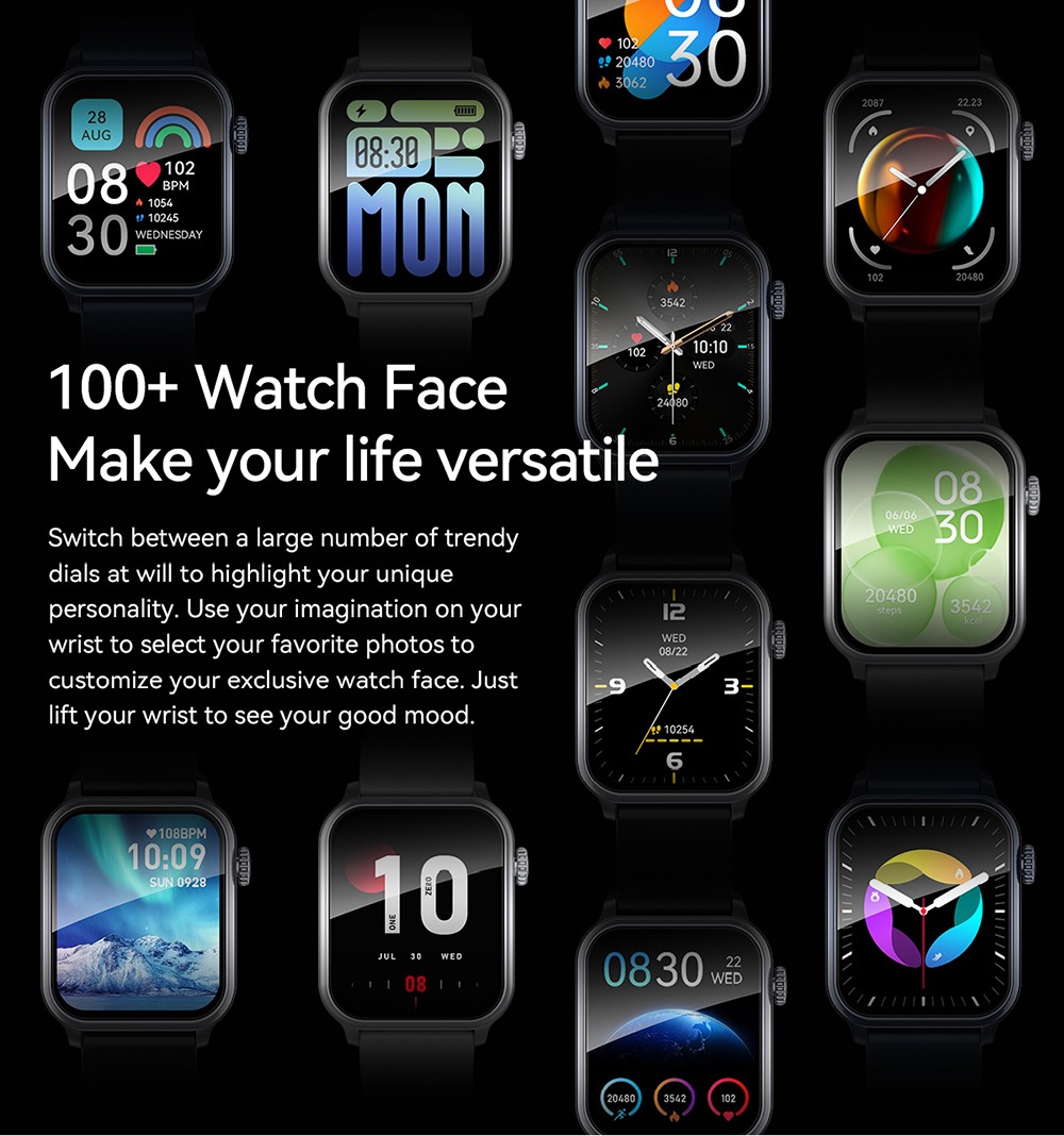 SENBONO JX633 Smartwatch, 1.83 inch Screen, IP68 Waterproof, 600mAh Battery, 100+ Sports Modes, Bluetooth Calling, Sleep Monitoring - Golden