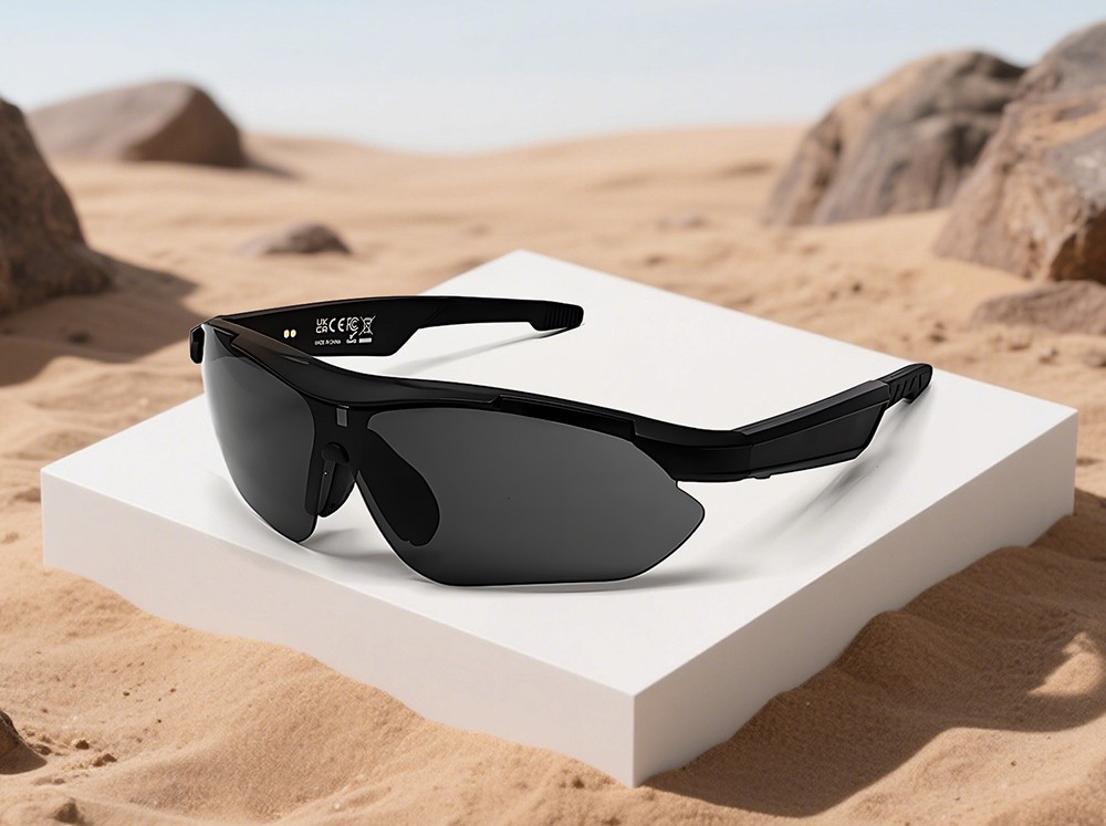 SENBONO QYpro 3 Intelligent Bluetooth Cycling Sunglasses, 6 Hours Battery Life, AI Voice Assistant, One-click Control - Black Grey