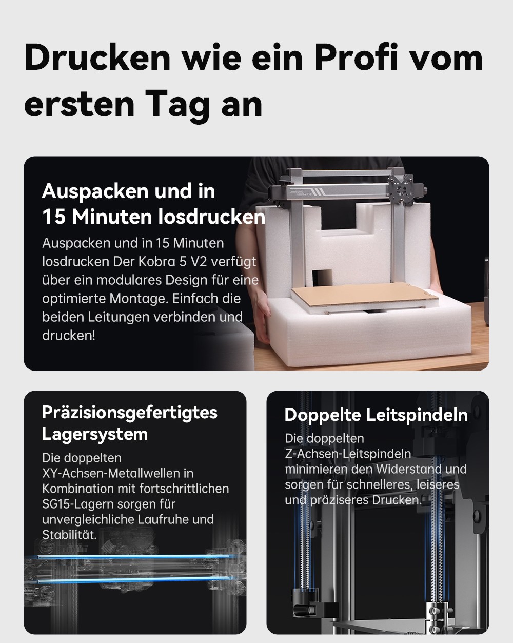 Anycubic Kobra 3 V2 Combo 3D-Drucker, ACE Pro Multicolor, 720P-Kamera, 600 mm/s Geschwindigkeit, automatische Nivellierung, Filamenttrocknung, 255 x 255 x 260 mm