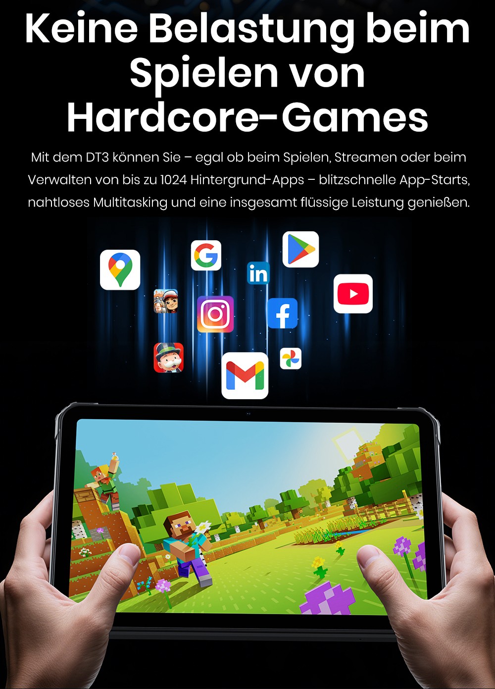 FOSSiBOT DT3 5G Rugged Tablet, Android 15, 10,4 Zoll 1200x2000 Display, 12GB RAM 256GB ROM, WiFi 6, 21560mAh Akku 66W Schnellladung, 64MP+32MP Kamera, LED-Taschenlampe, NFC, GPS/GALILEO/GLONASS/QZSS/BEIDOU/NavIC, Fingerabdruck- & Face ID-Entsperrung - Blau