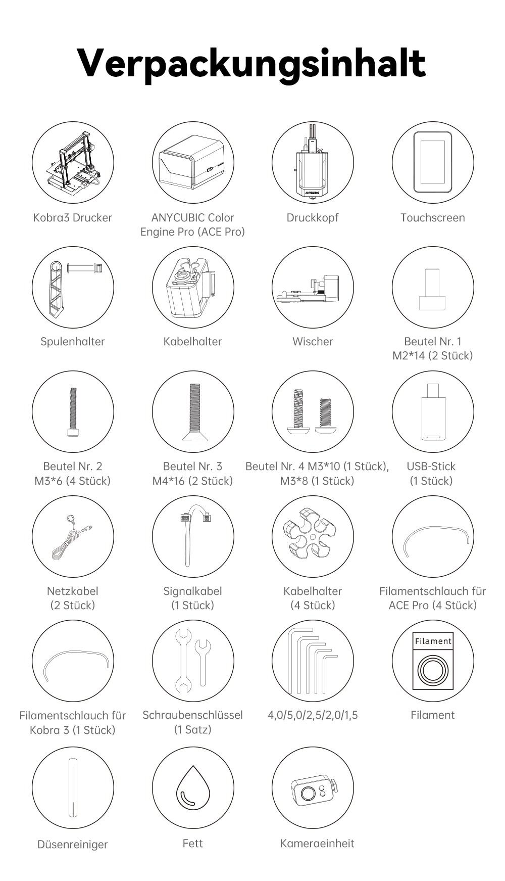 Anycubic Kobra 3 V2 Combo 3D-Drucker, ACE Pro Multicolor, 720P-Kamera, 600 mm/s Geschwindigkeit, automatische Nivellierung, Filamenttrocknung, 255 x 255 x 260 mm