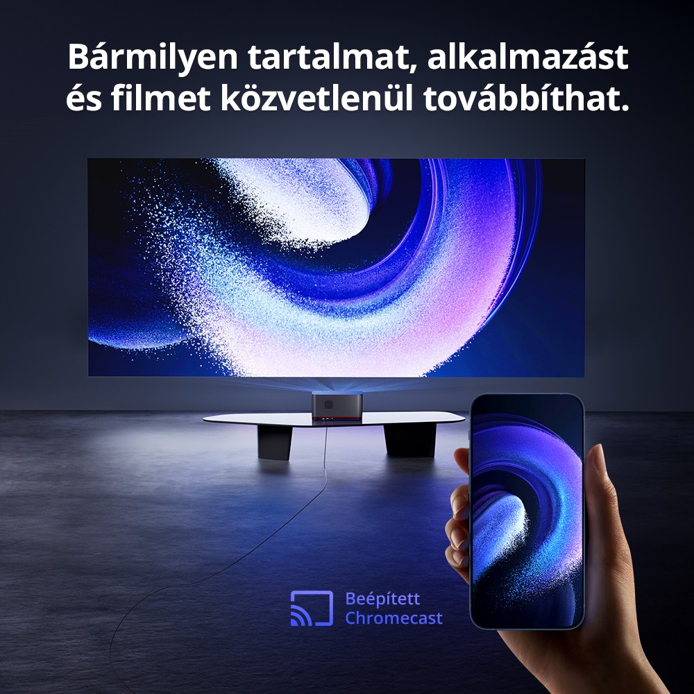 ETOE Whale Pro Android TV Projektor, Natív 1080P, 1500 ANSI, 4K dekódolás, Autofókusz és Automatikus trapézkorrekció, 2*10 W-os sztereó hangszóró, Kétsávos Wi-Fi