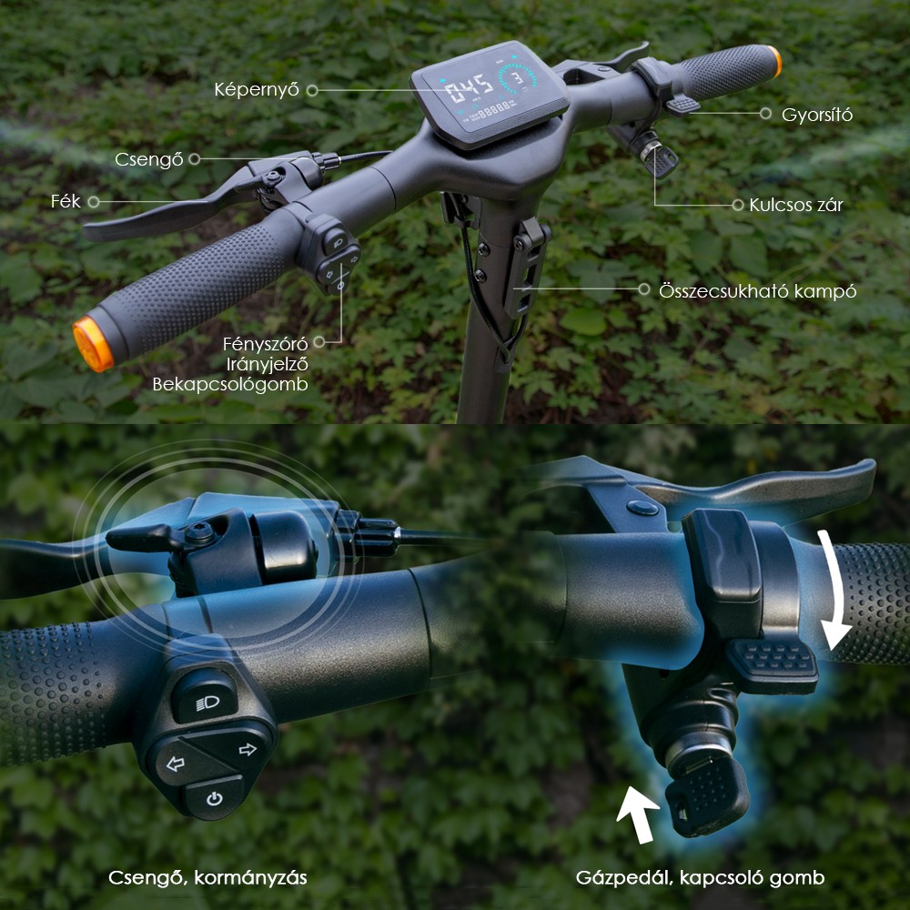 Kukirin A1 Összecsukható Elektromos Roller, 800 W-os Motor, 48 V 13 Ah Akkumulátor, 10 hüvelykes Vákuum Kerékpár, 45 km/h Max Sebesség, 45 km Hatótávolság, Első és Hátsó Tárcsafék, Első és Hátsó Lengéscsillapítás