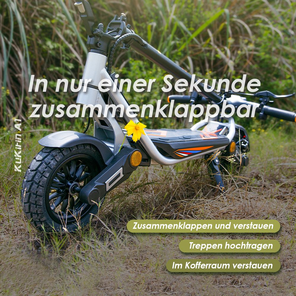 Kukirin A1 Faltbarer Elektroroller, 800-W-Motor, 48-V-13-Ah-Akku, 10-Zoll-Vakuumreifen, 45 km/h Höchstgeschwindigkeit, 45 km Reichweite, Scheibenbremse vorne und hinten, Stoßdämpfung vorne und hinten