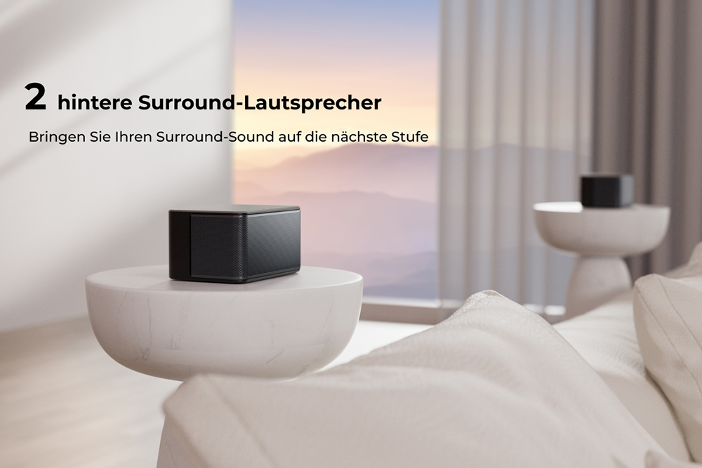 Ultimea Poseidon M4T 5.1 Soundbar + 1 Paar * Steady 300 Lautsprecherständer, Dolby Atmos, 450 W Spitzenleistung, einstellbarer Surround-Pegel