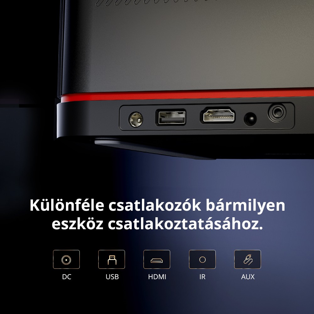 ETOE Whale Pro Android TV Projektor, Natív 1080P, 1500 ANSI, 4K dekódolás, Autofókusz és Automatikus trapézkorrekció, 2*10 W-os sztereó hangszóró, Kétsávos Wi-Fi
