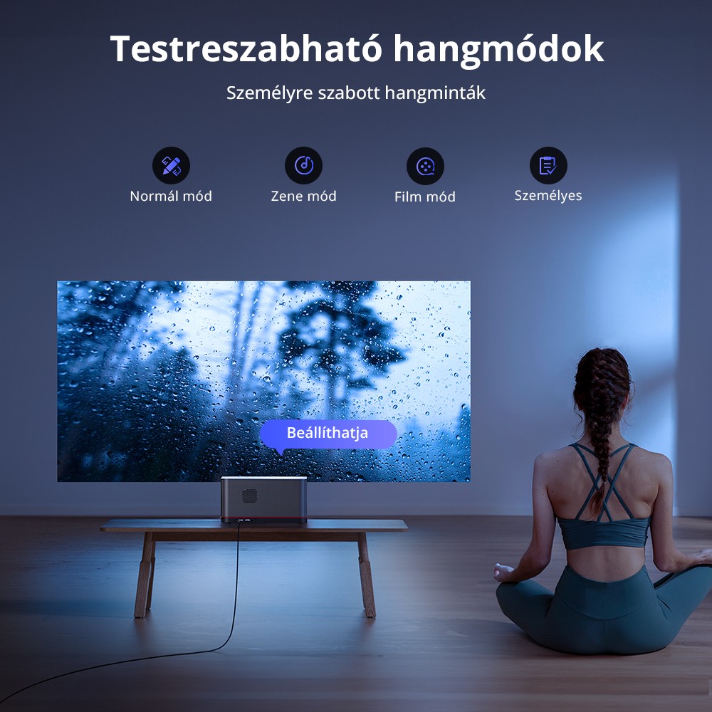 ETOE Whale Pro Android TV Projektor, Natív 1080P, 1500 ANSI, 4K dekódolás, Autofókusz és Automatikus trapézkorrekció, 2*10 W-os sztereó hangszóró, Kétsávos Wi-Fi