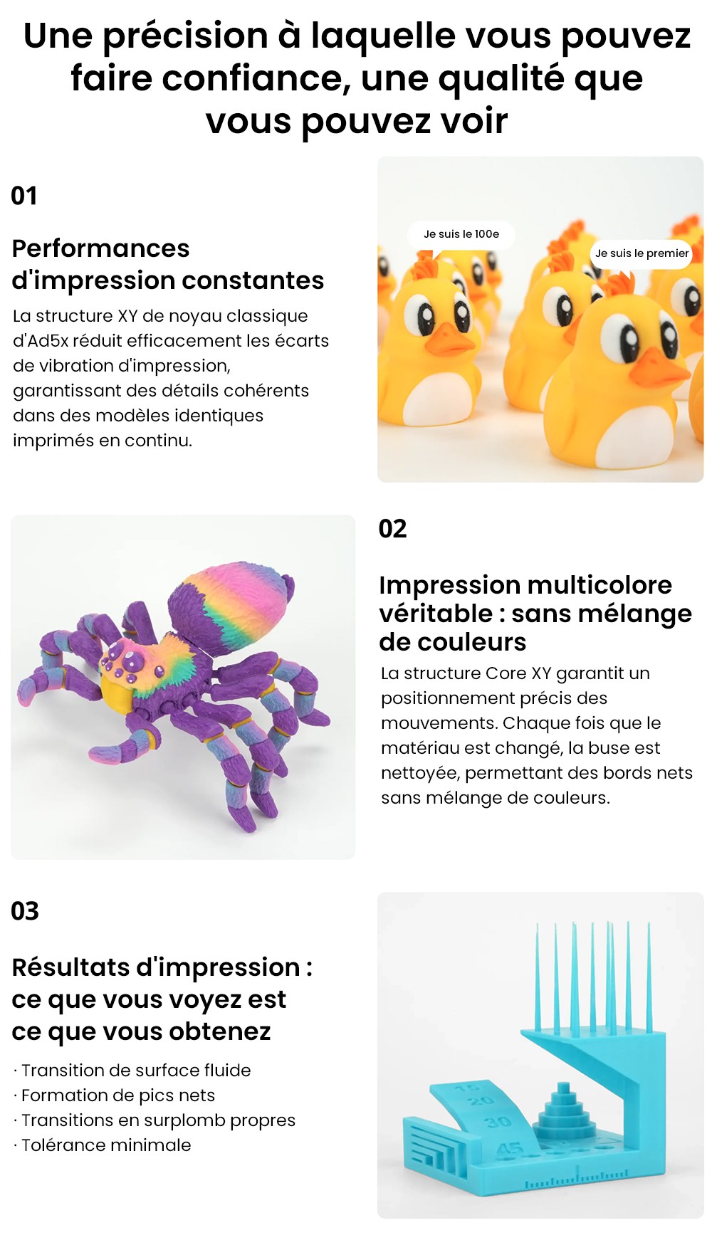 Flashforge AD5X Imprimante 3D, Impression intelligente 4 couleurs, Vitesse max 600 mm/s, 220×220×220mm