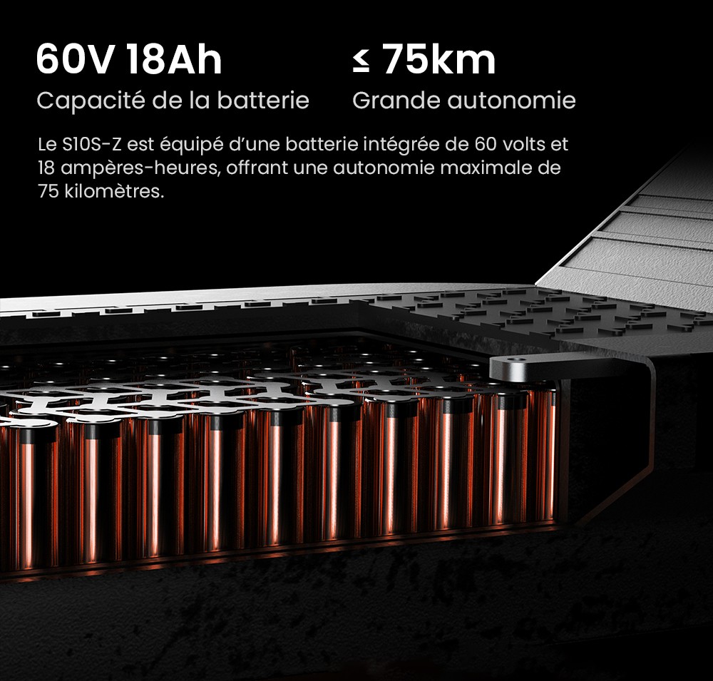 Joyor S10-S-Z Trottinette électrique, Pneus tout-terrain 10 pouces, Batterie 60V 18Ah, Double moteur 1000W*2, Autonomie 70-85KM, Charge 120KG, Freins à disque hydrauliques doubles, Amortisseur, Clignotant, Mise à jour de S10-S - Noir