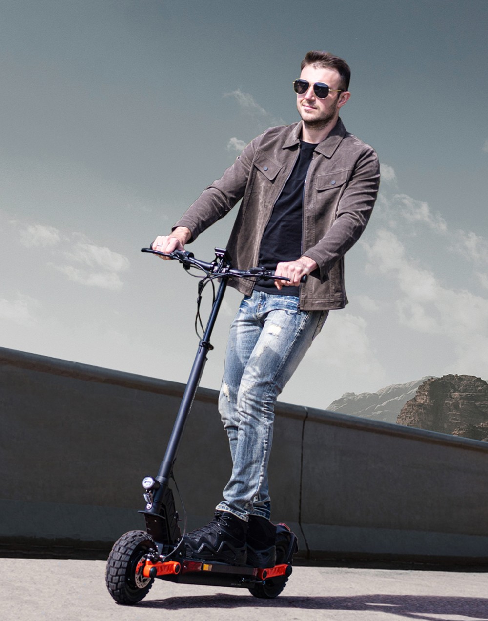 Joyor S10-S-Z Trottinette électrique, Pneus tout-terrain 10 pouces, Batterie 60V 18Ah, Double moteur 1000W*2, Autonomie 70-85KM, Charge 120KG, Freins à disque hydrauliques doubles, Amortisseur, Clignotant, Mise à jour de S10-S - Noir