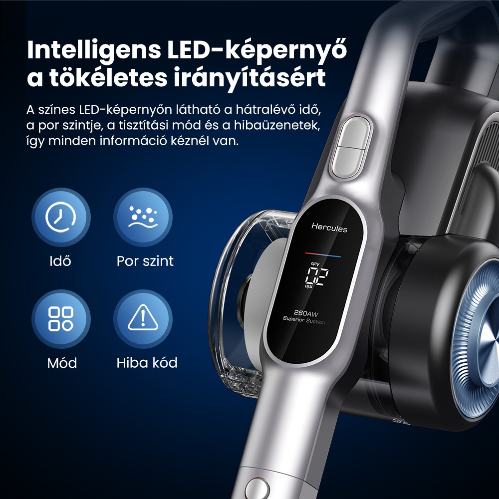 JIMMY H11 Pro akkus porszívó, 700 W/260 AW szívóteljesítmény, 90 perc üzemidő, rugalmas mentőcső, 7 tisztítóeszköz, LED kijelző, szőnyegekhez/kemény padlókhoz - sötétszürke