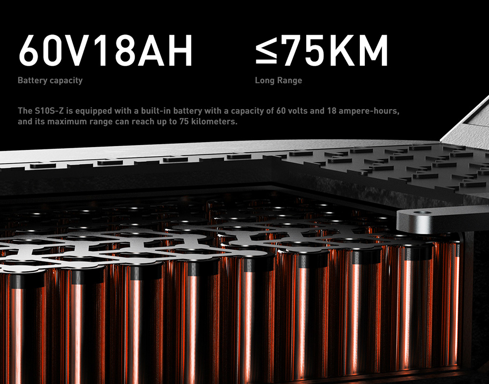 Joyor S10-S-Z Electric Scooter 10 Inch Off-road Tires 60V 18Ah Battery 1000W*2 Dual Motor 70-85KM Range 120KG Load Double Hydraulic Disc Brakes Shock absorber Turn signal Smart LED Display update from S10-S - Black