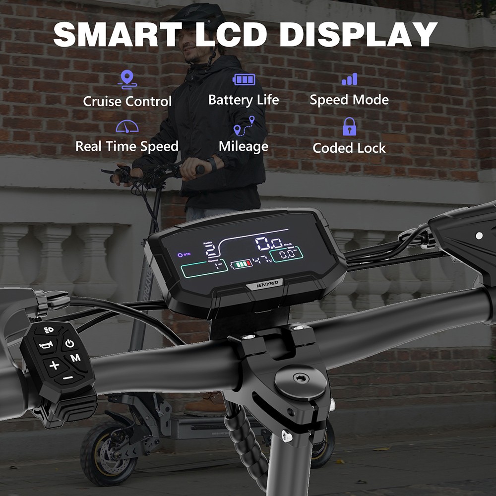 iENYRID S1 Electric Scooter, 250W Motor, 48V 15Ah Battery, 10 inch Off-road Tires, 25km/h Max Speed, 40km Range, Dual Disc Brakes, Front & Rear Hydraulic Spring Suspension, LCD Display