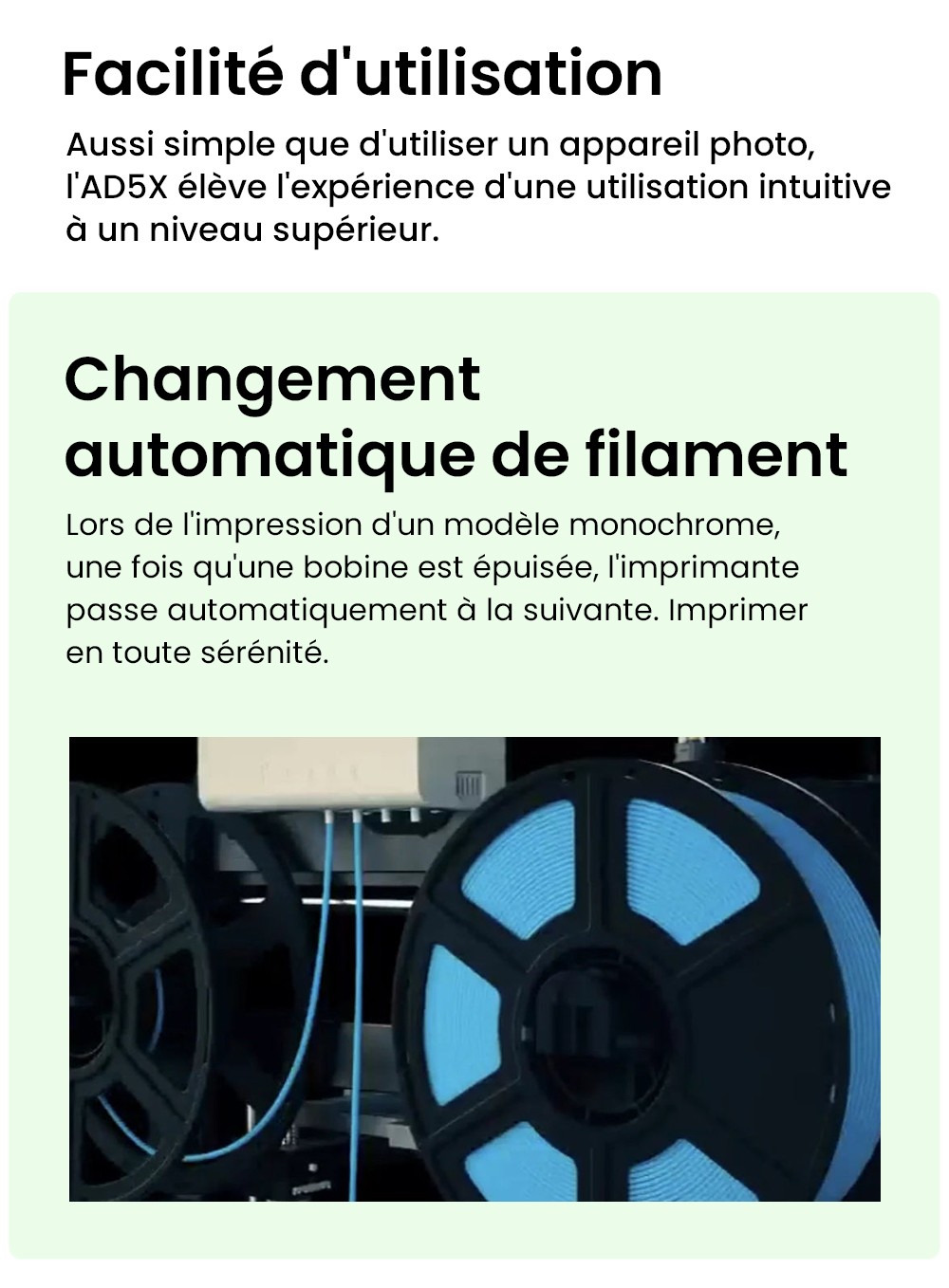 Flashforge AD5X Imprimante 3D, Impression intelligente 4 couleurs, Vitesse max 600 mm/s, 220×220×220mm