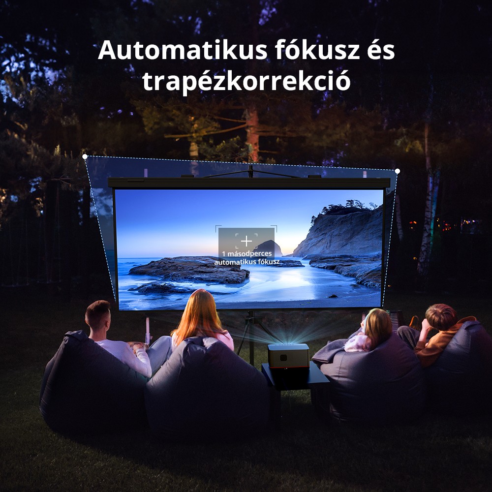 ETOE Whale Pro Android TV Projektor, Natív 1080P, 1500 ANSI, 4K dekódolás, Autofókusz és Automatikus trapézkorrekció, 2*10 W-os sztereó hangszóró, Kétsávos Wi-Fi