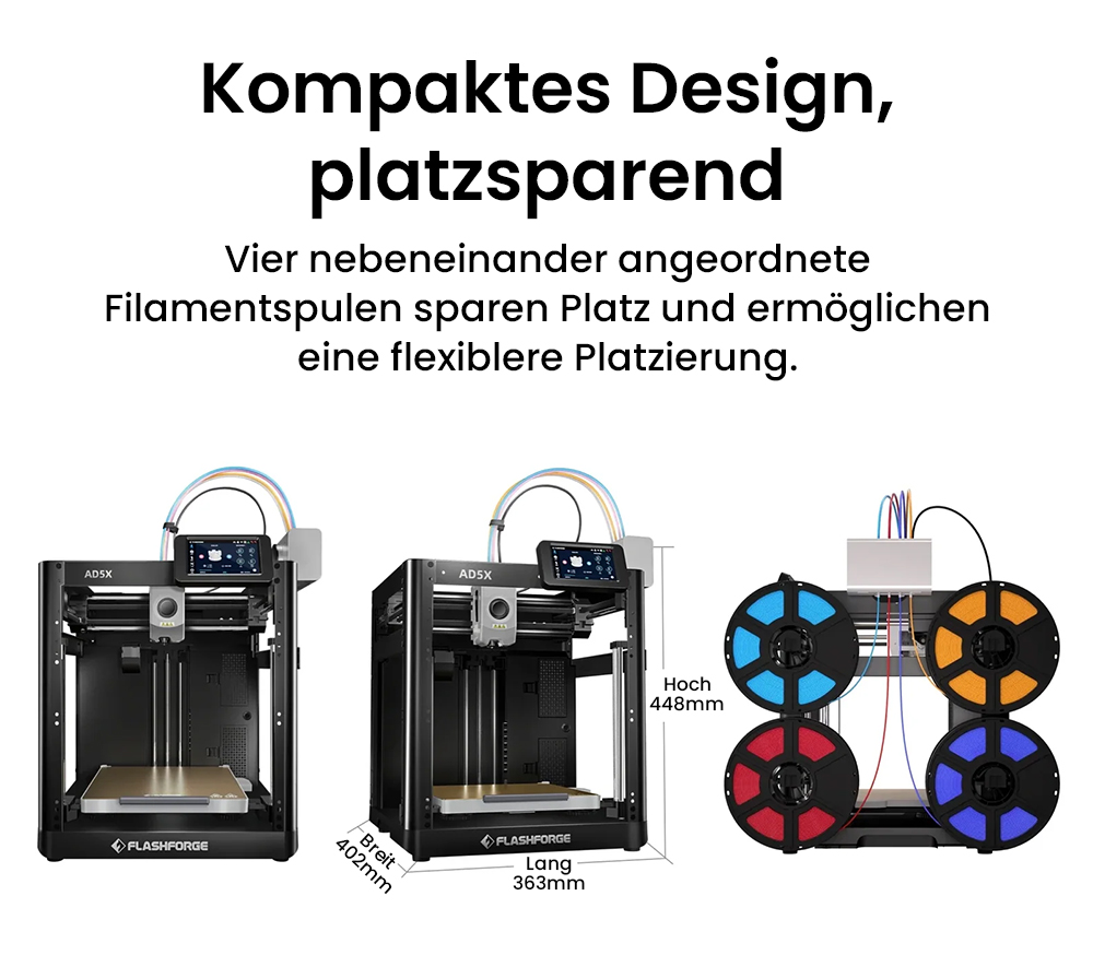 Flashforge AD5X 3D-Drucker, intelligenter 4-Farben-Druck, 600 mm/s Maximalgeschwindigkeit, 220×220×220mm