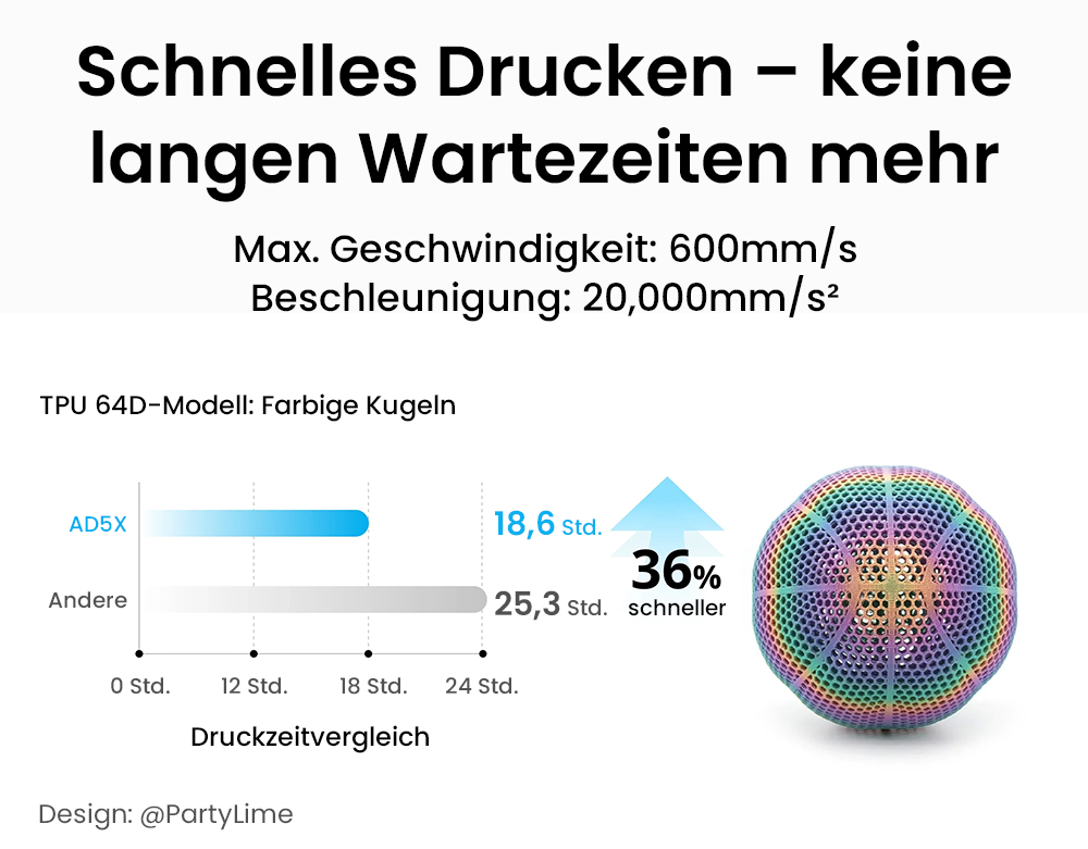 Flashforge AD5X 3D Printer, Smart 4-Color Printing, 600mm/s Max, 220*220*220mm - EU Plug