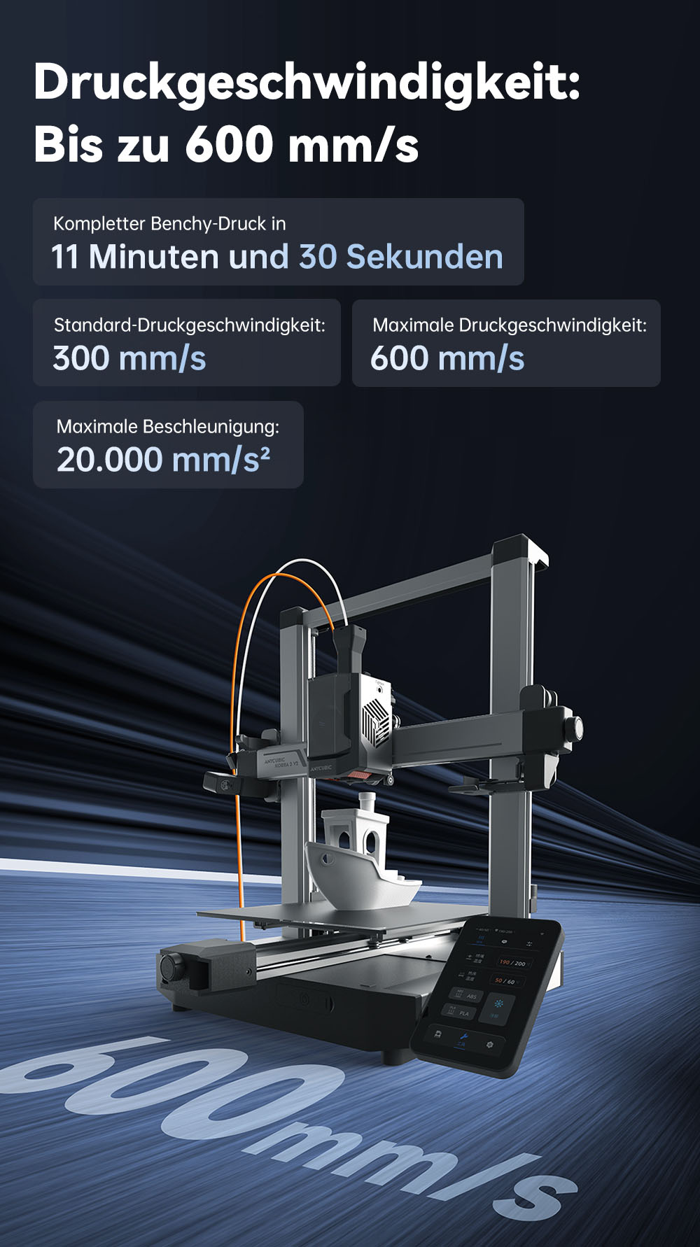Anycubic Kobra 3 V2 Combo 3D-Drucker, ACE Pro Multicolor, 720P-Kamera, 600 mm/s Geschwindigkeit, automatische Nivellierung, Filamenttrocknung, 255 x 255 x 260 mm