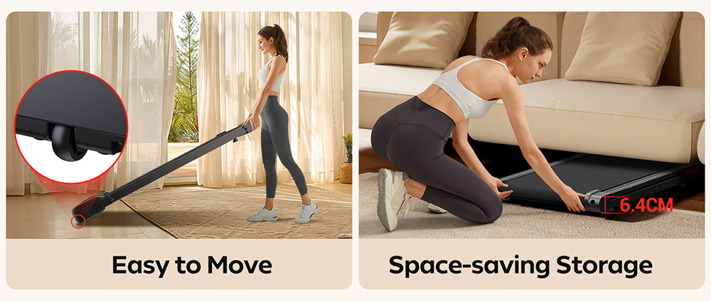 ROBORE S17 Walking Pad Treadmill 8km/h, Inclinable 9%, with Triple Cushioning and 2.5HP Silent Motor, 136kg Maximum Load