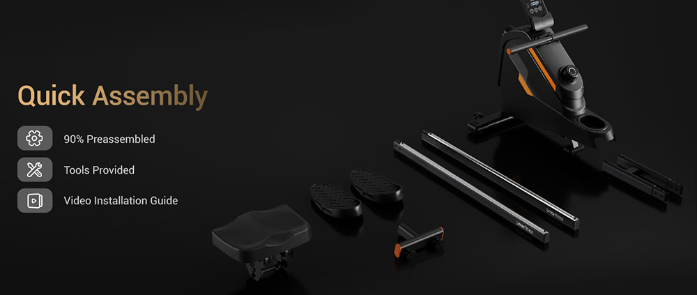 ROBORE UR30 Rower Machine with 126cm Extended Track, 16-Level Magnetic Resistance, 160kg Weight Capacity, Silent Operation