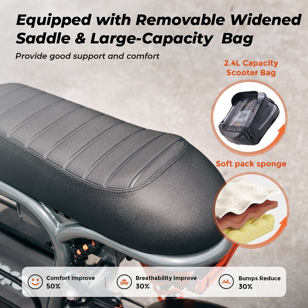 iScooter DX5 Elektroroller, 1500-W-Motor, 48-V-15,6-Ah-Akku, 15-Zoll-Schlauchlosreifen, 55 km/h Höchstgeschwindigkeit, 72 km Reichweite, hydraulische Scheibenbremsen vorne und hinten, hydraulische Dämpfung der Vordergabel und Luftfederung hinten, LCD-Display