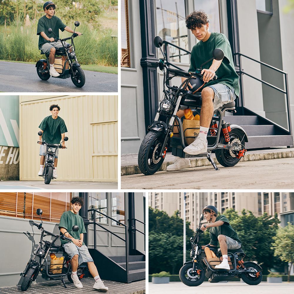 iScooter DX5 Elektroroller, 1500-W-Motor, 48-V-15,6-Ah-Akku, 15-Zoll-Schlauchlosreifen, 55 km/h Höchstgeschwindigkeit, 72 km Reichweite, hydraulische Scheibenbremsen vorne und hinten, hydraulische Dämpfung der Vordergabel und Luftfederung hinten, LCD-Display