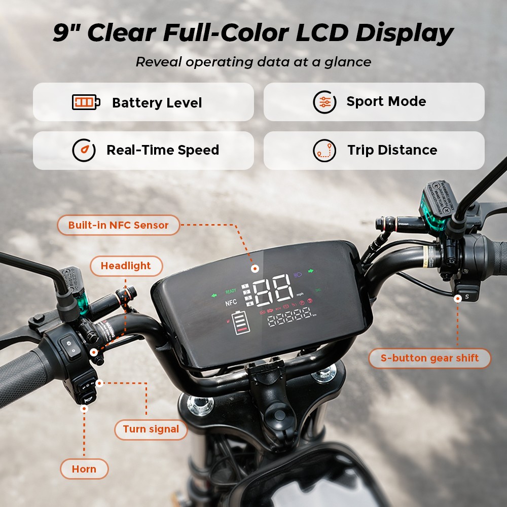iScooter DX5 Elektroroller, 1500-W-Motor, 48-V-15,6-Ah-Akku, 15-Zoll-Schlauchlosreifen, 55 km/h Höchstgeschwindigkeit, 72 km Reichweite, hydraulische Scheibenbremsen vorne und hinten, hydraulische Dämpfung der Vordergabel und Luftfederung hinten, LCD-Display