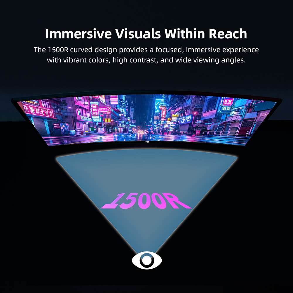 TITAN ARMY C24A1H Gamer Monitor, 23,6 hüvelykes 1500R ívelt VA képernyő, 1920*1080, 240Hz frissítési frekvencia, Dinamikus OD, FreeSync, HDR10, 10 forgatókönyv mód, 96% sRGB, Game+, 1*HDMI 2.0, 1*DP1.2, 1*Audio, Low Blue Light