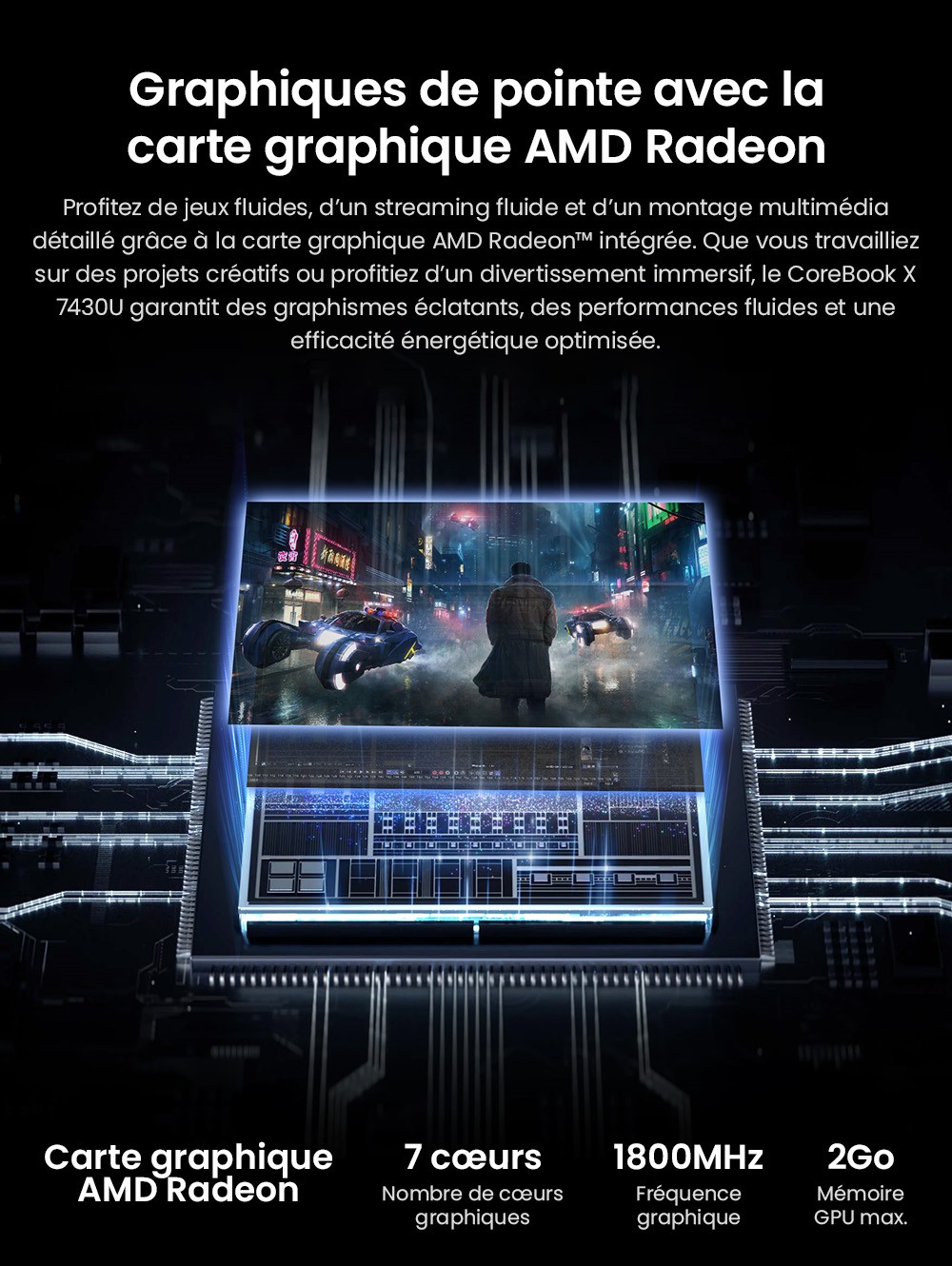 Ordinateur portable CHUWI CoreBook X, écran 14 pouces 2160 x 1440, processeur AMD Ryzen 5 7430U 6 cœurs cadencé à 4,3 GHz maximum, 16 Go de RAM, SSD 512 Go, Wi-Fi 6, Bluetooth 5.2, batterie 4 000 mAh, clavier rétroéclairé, 1 port Type-C complet, 2 ports USB 3.0, 1 port HDMI 1.4, 1 emplacement pour carte TF, 1 prise casque.