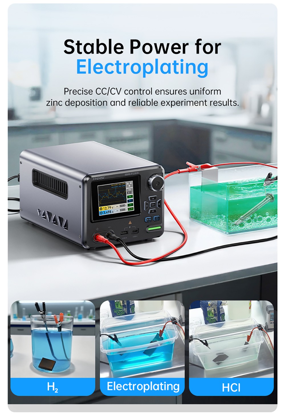 FNIRSI IPS3608 AC-DC Intelligent Digital Control Power Supply, 10mV Ultra-Low Ripple, 2.8-inch TFT Display, PD/QC Fast Charge