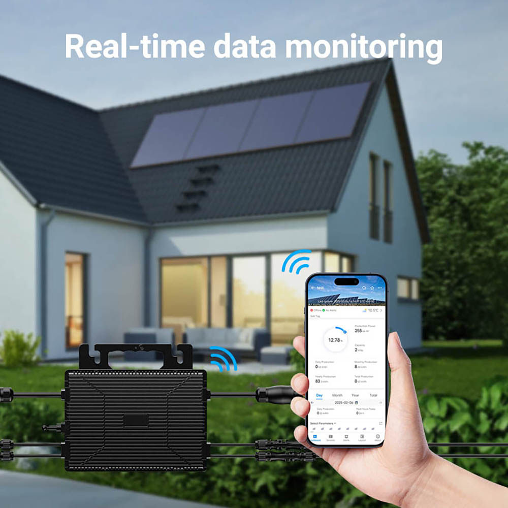 LIONSHEE LS-800Mi 800W Micro Inverter, 2 MPPTs, 230V Output, 96% Peak Efficiency, IP67 Waterproof, Wi-Fi Smart Monitoring